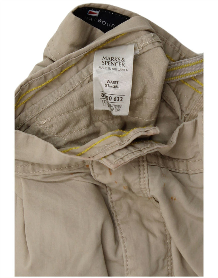 Marks & Spencer Męskie niebieskie spodenki cargo W36, duże, beżowe, bawełniane