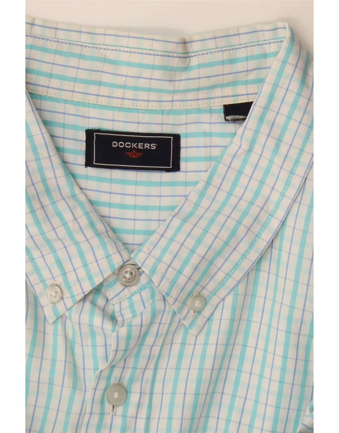 Koszula męska z krótkim rękawem DOCKERS 2XL w turkusową kratkę