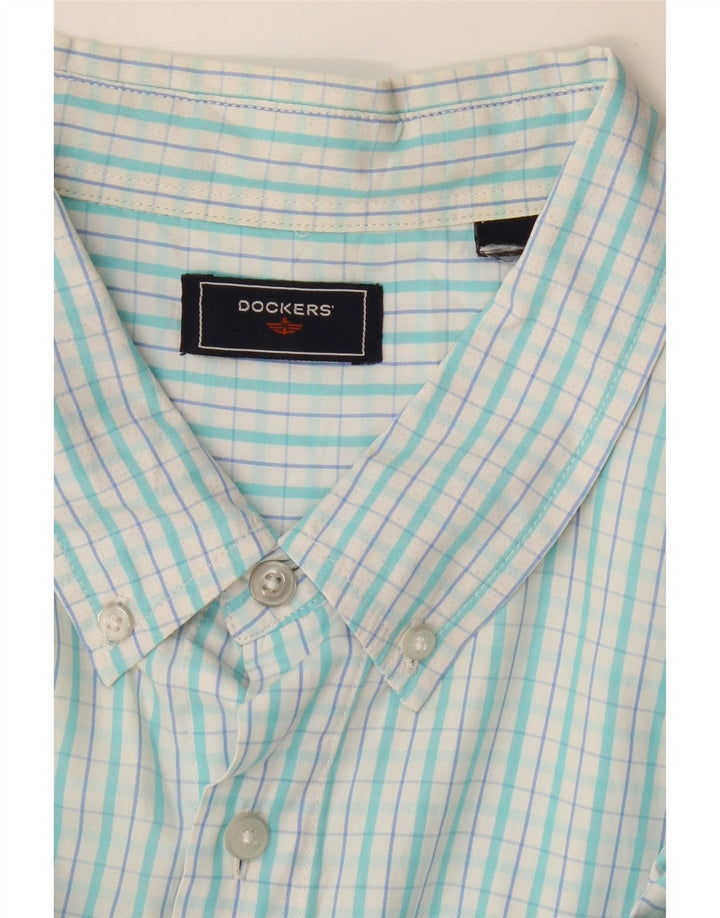 Koszula męska z krótkim rękawem DOCKERS 2XL w turkusową kratkę