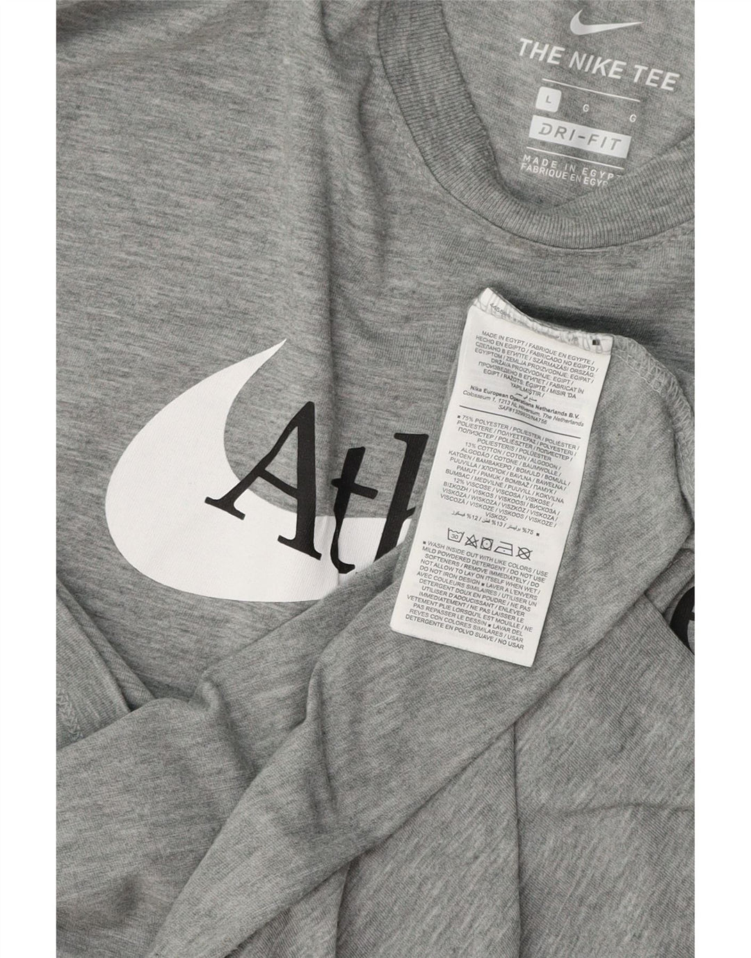 Męski T-shirt NIKE Dri Fit z grafiką, duży, szary, poliestrowy