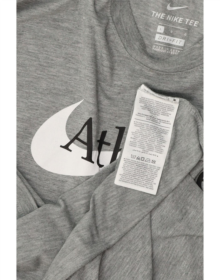 Męski T-shirt NIKE Dri Fit z grafiką, duży, szary, poliestrowy