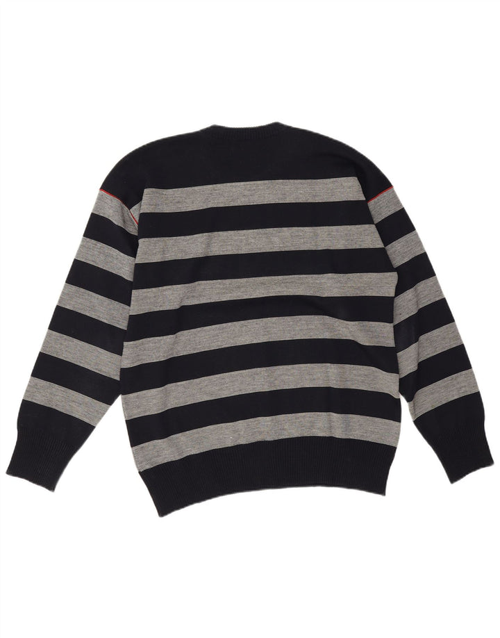 Męski sweter Paul & Shark z okrągłym dekoltem i średnim granatem w paski