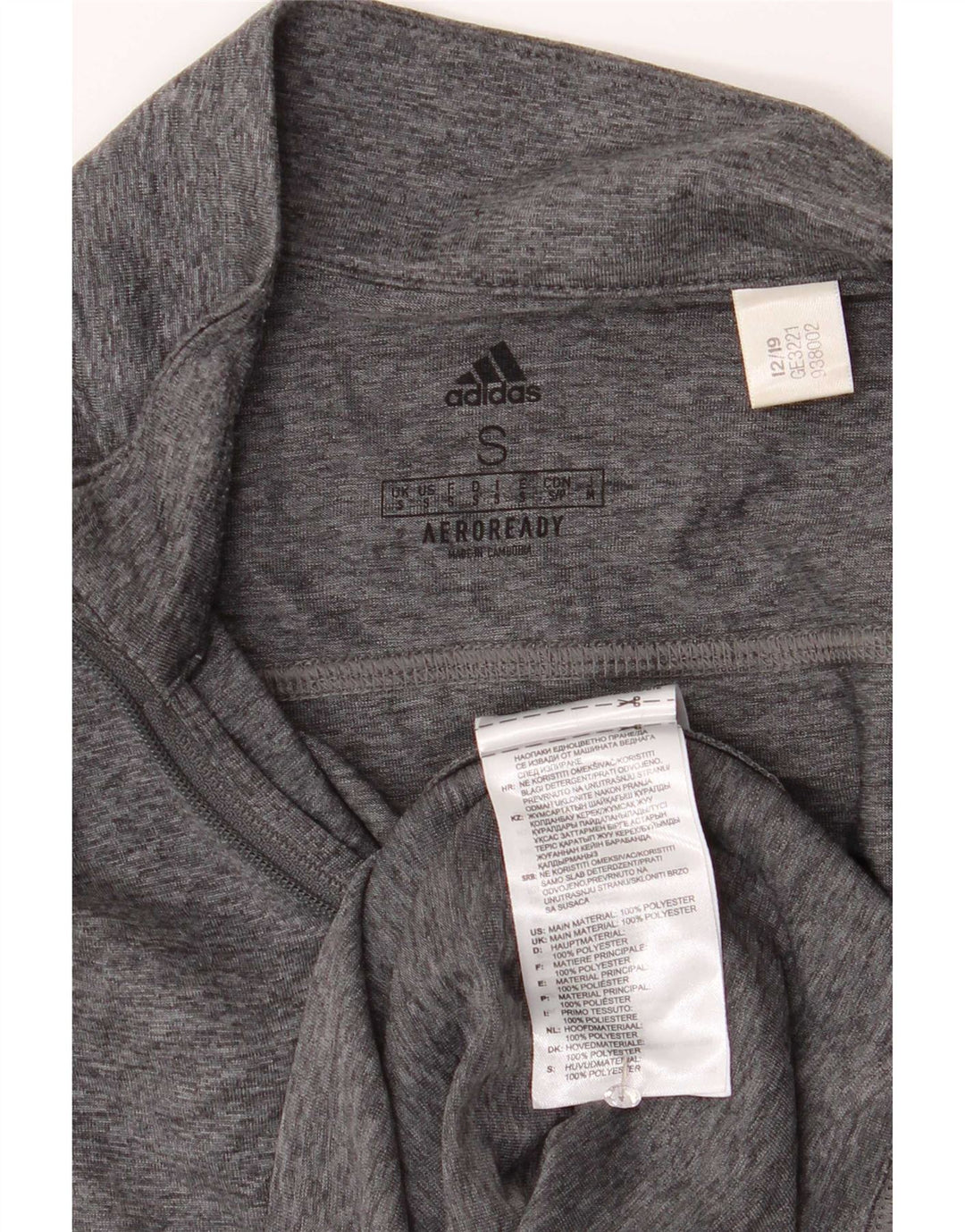 Adidas Męskie Aeroready Zip Neck Top z długim rękawem, mały, szary, nakrapiany poliester