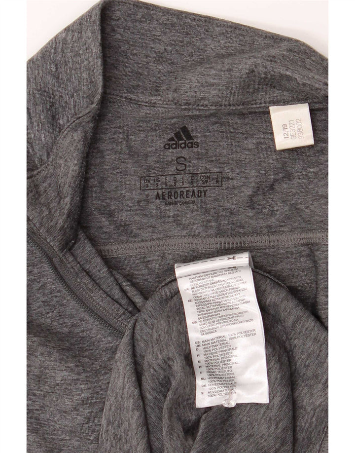 Adidas Męskie Aeroready Zip Neck Top z długim rękawem, mały, szary, nakrapiany poliester