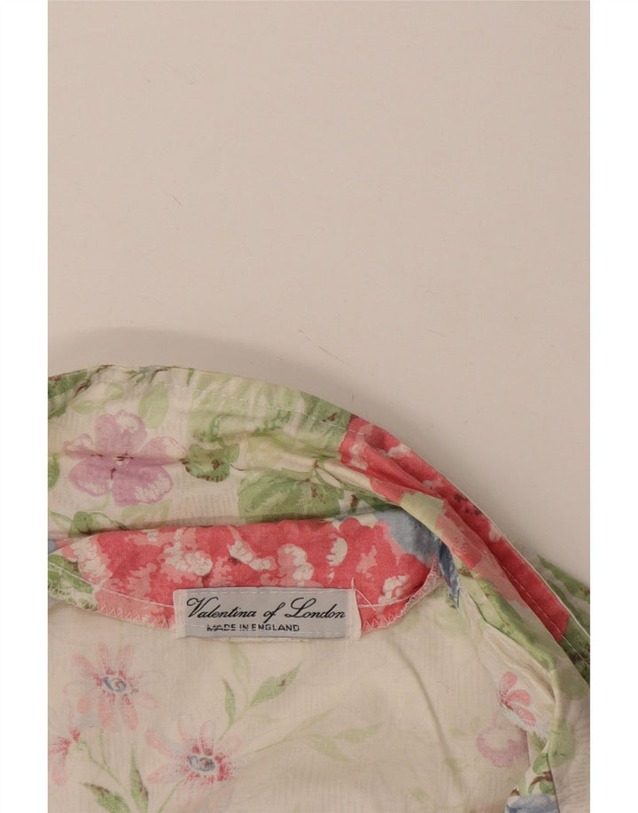 Damska marynarka VINTAGE z krótkim rękawem 3/4 UK 14, średnia, biała w kwiaty