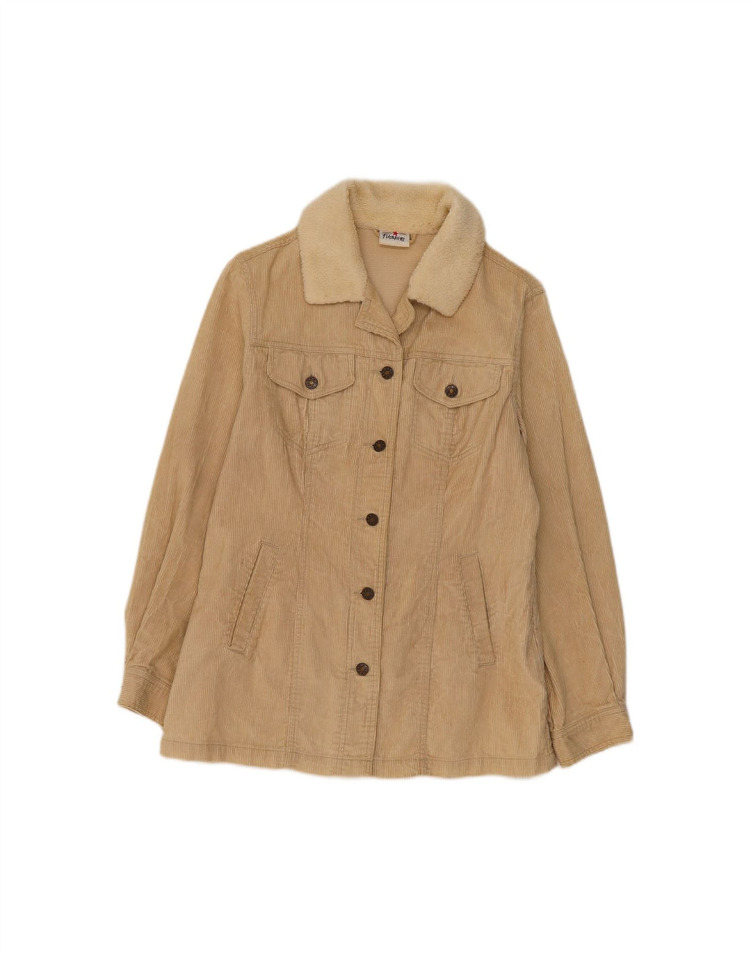 FLASH LIGHTS Womens Corduroy Jacket UK 12 Medium  Beige Cotton