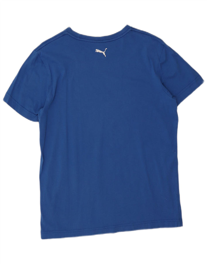 Męski T-shirt z grafiką Puma, duży, niebieski, bawełniany