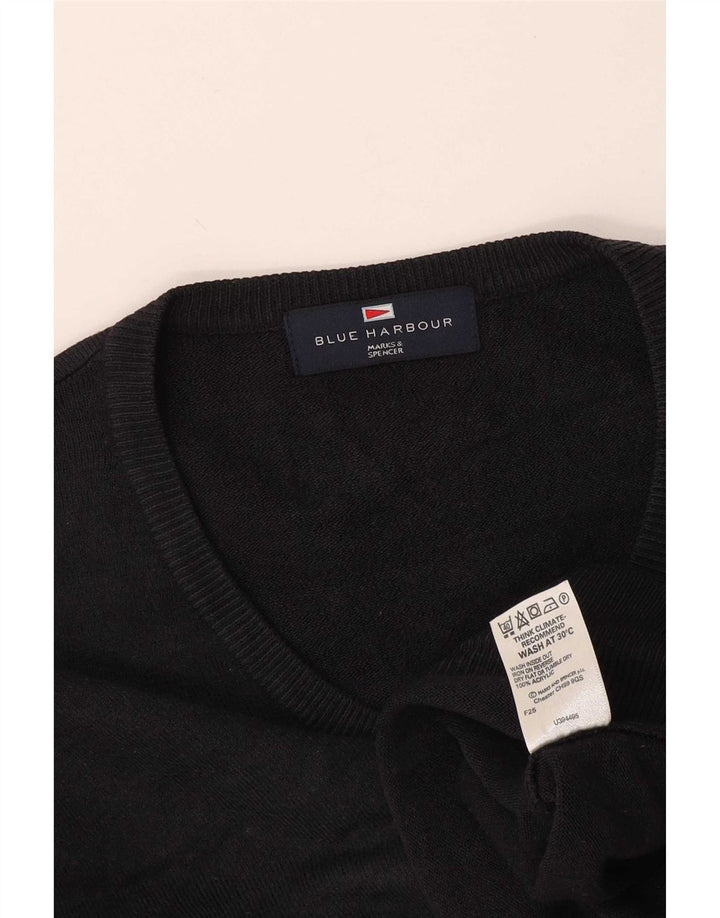 Męski sweter Marks & Spencer Blue Harbor z dekoltem w kształcie litery V, średni granatowy, akryl