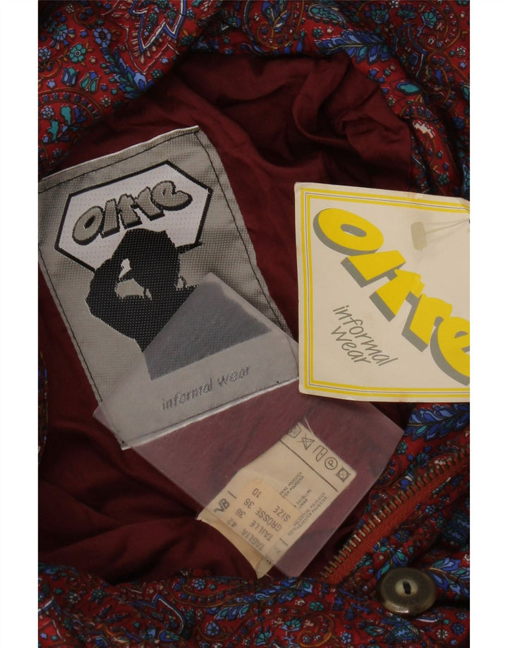 oltre Damska kurtka bomberka z kapturem, oversize UK 10 Small Red Paisley