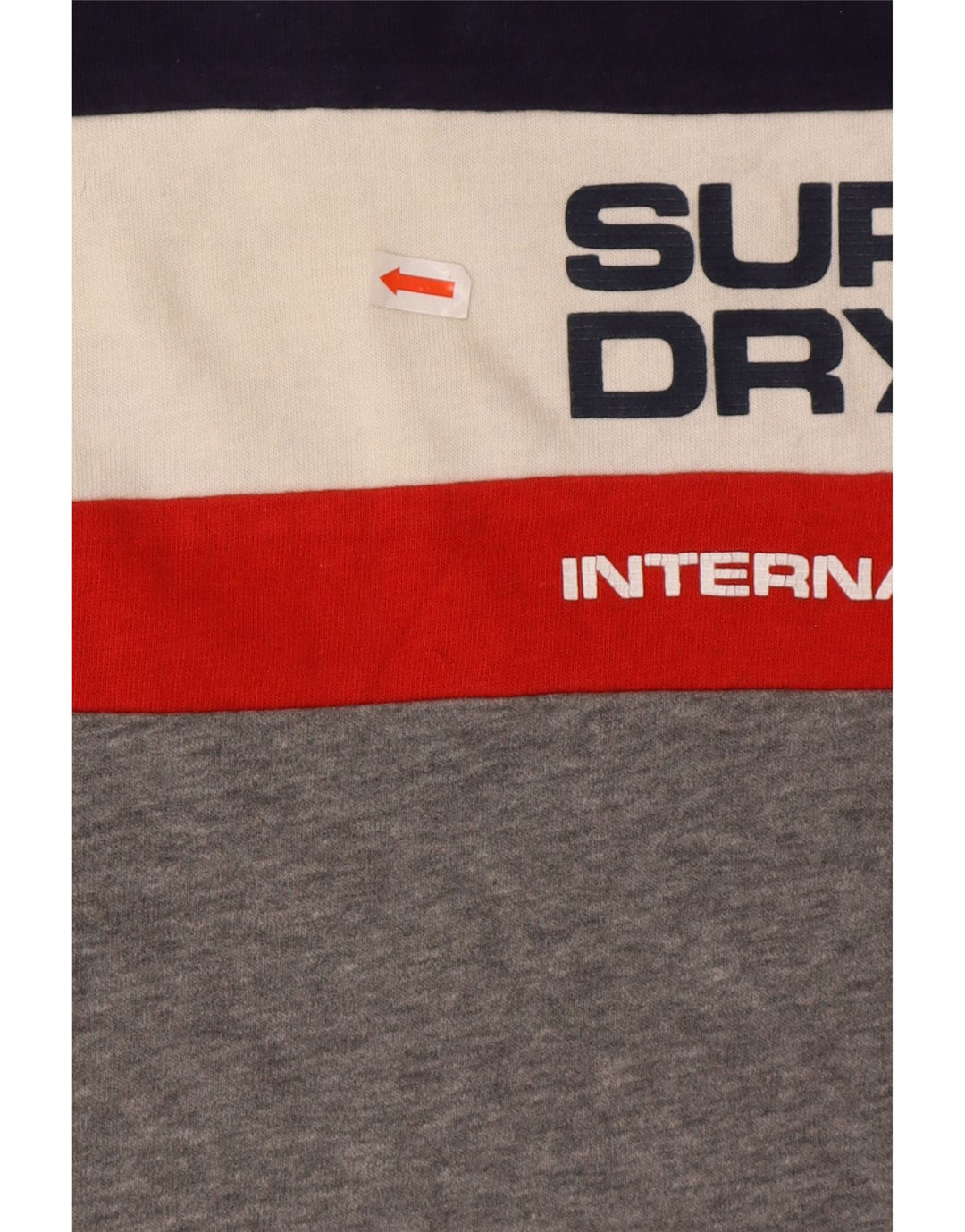 Męski top graficzny Superdry z długim rękawem, mały, szary, bawełniany w bloki kolorów