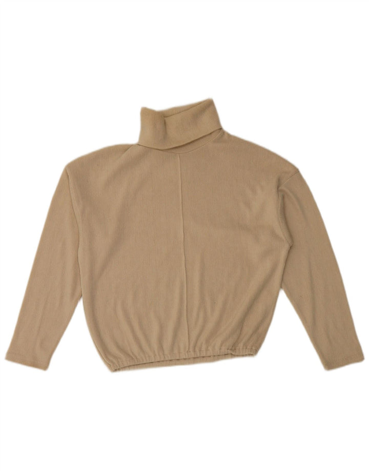 Damski sweter oversize Zara z golfem UK 10, mały beżowy poliester
