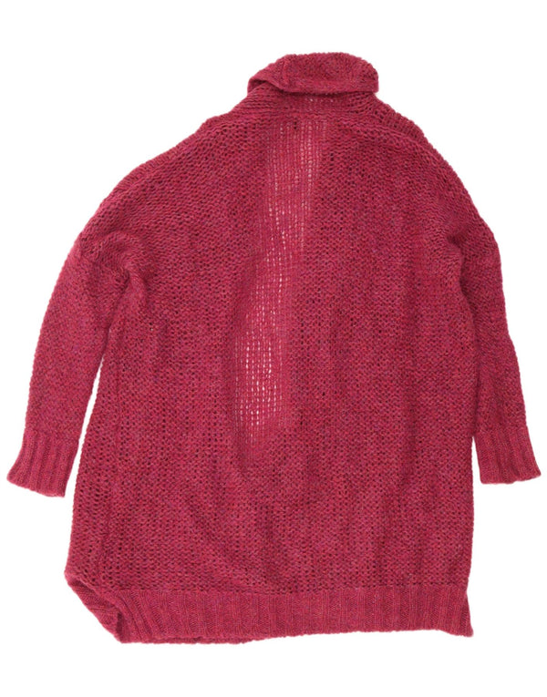 Damski sweter rozpinany Benetton Longline Open Cardigan UK 20 2XL Burgundowy