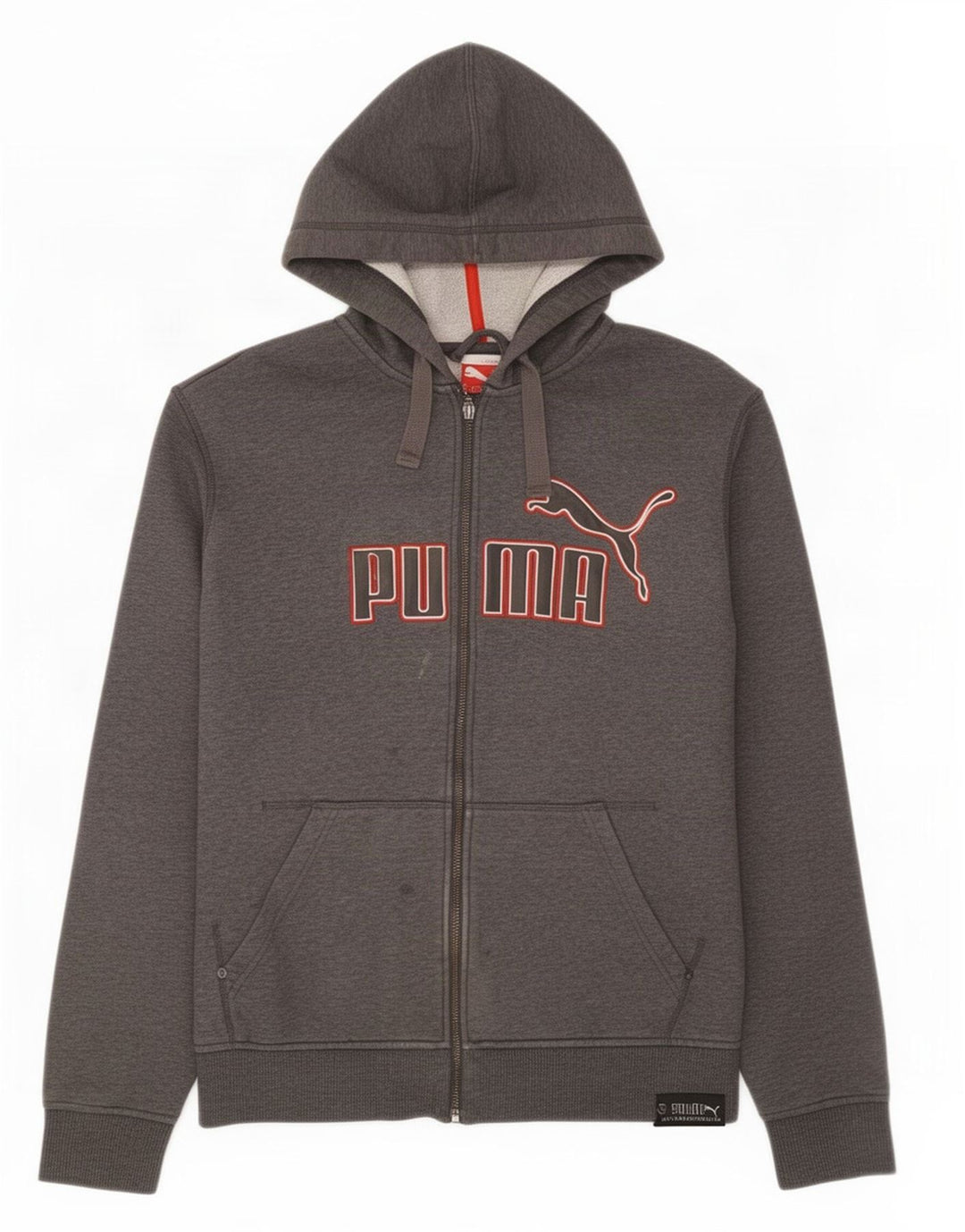 Męski sweter z kapturem i zamkiem błyskawicznym Puma, średnioszary, bawełniany