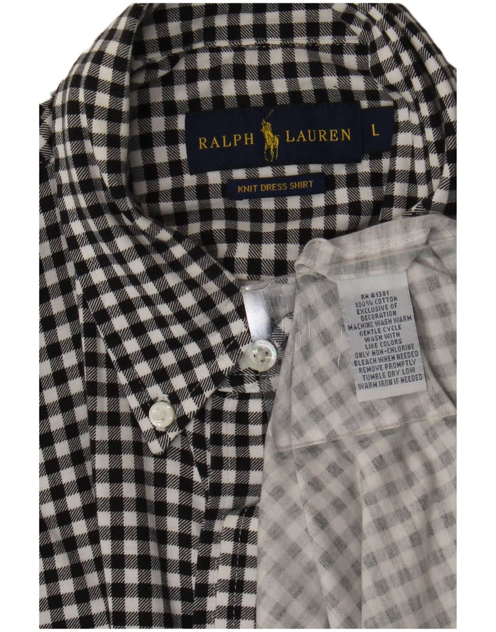 Męska koszula flanelowa Ralph Lauren, duża, czarna bawełniana kratka