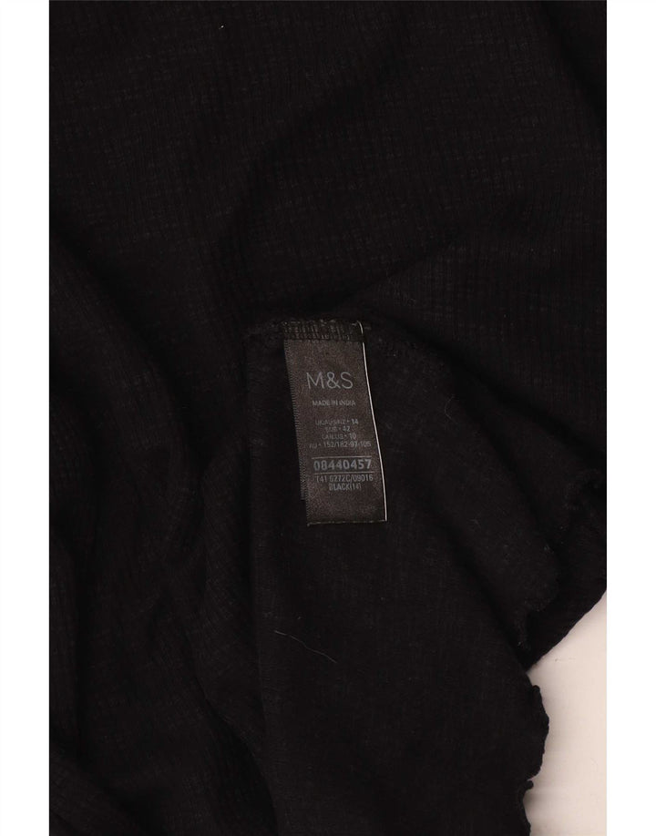 Marks & Spencer Damski top z długim rękawem, UK 14, średni czarny, bawełniany