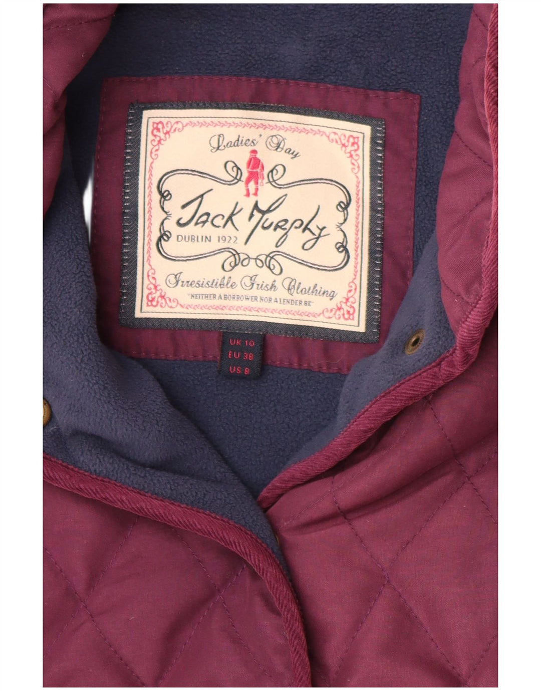 Damska pikowana kurtka JACK MURPHY UK 10, mała, fioletowa, poliestrowa