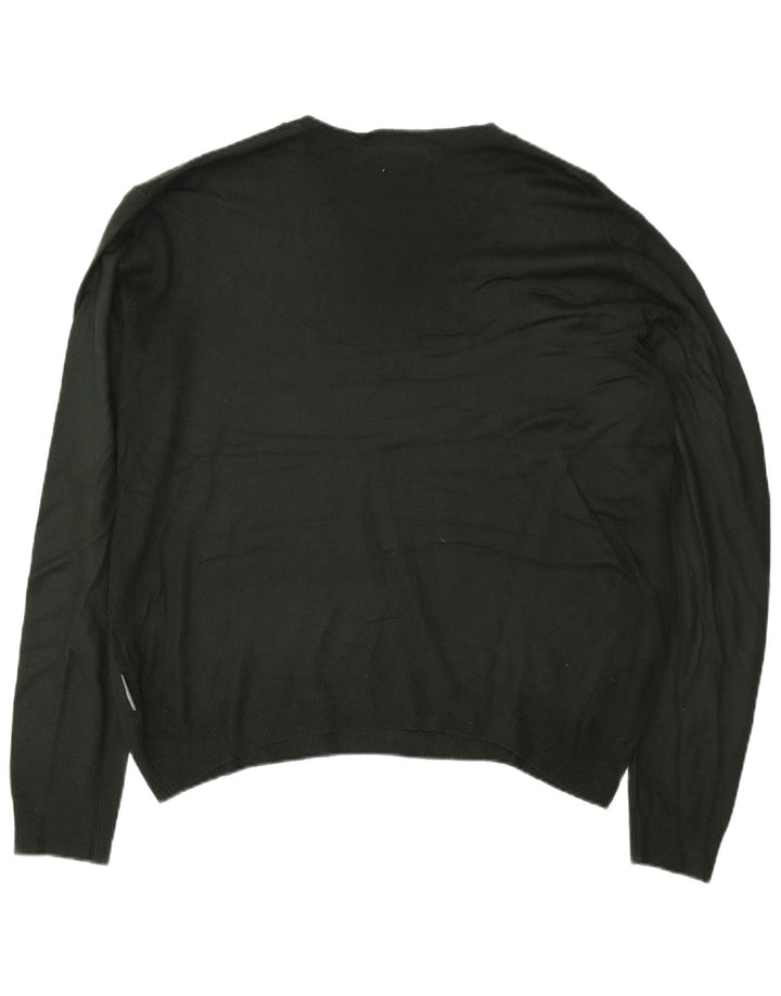Męski sweter z dekoltem w kształcie litery V, duży, akrylowy khaki