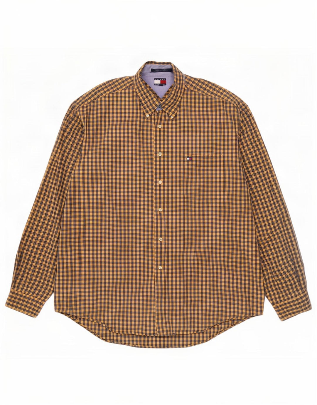 Koszula męska Tommy Hilfiger XL, żółta bawełniana kratka