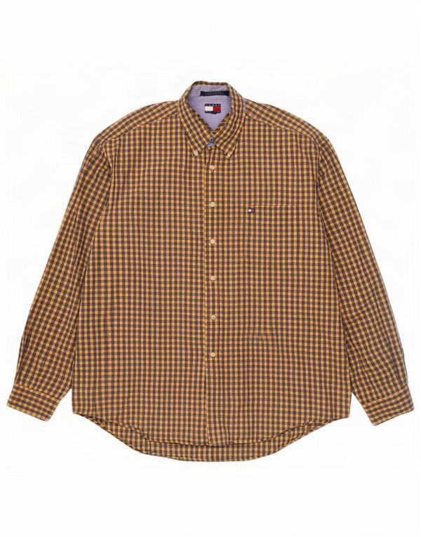 Koszula męska Tommy Hilfiger XL, żółta bawełniana kratka