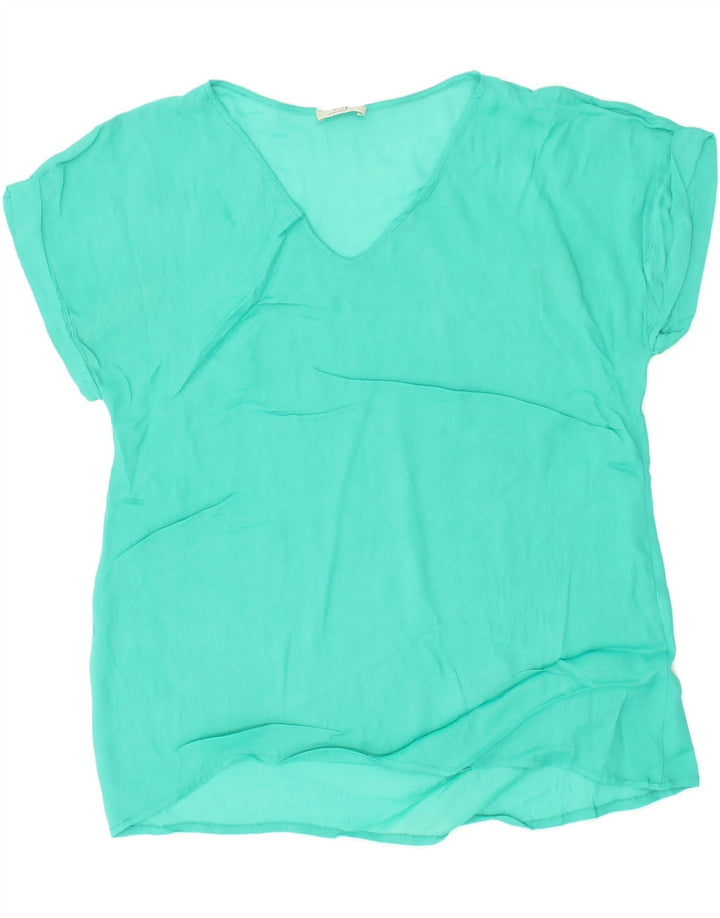 VINTAGE Womens Blouse Top UK 14 Medium Turquoise Vintage Vintage and Second-Hand Vintage from Messina Hembry 