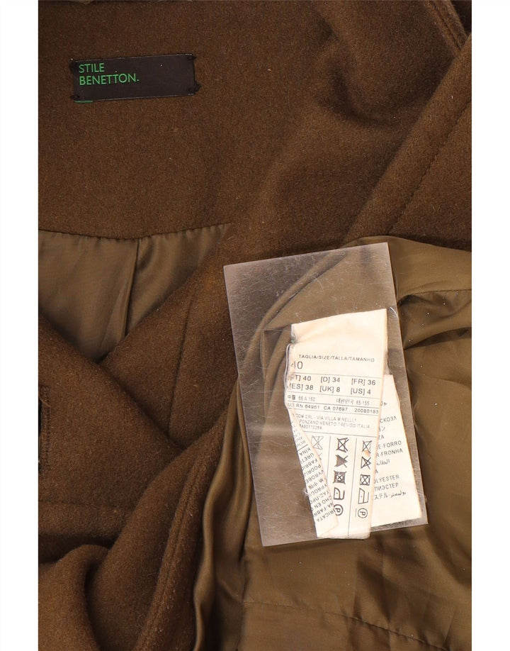 Płaszcz damski BENETTON UK 8, mały, brązowy, wełniany