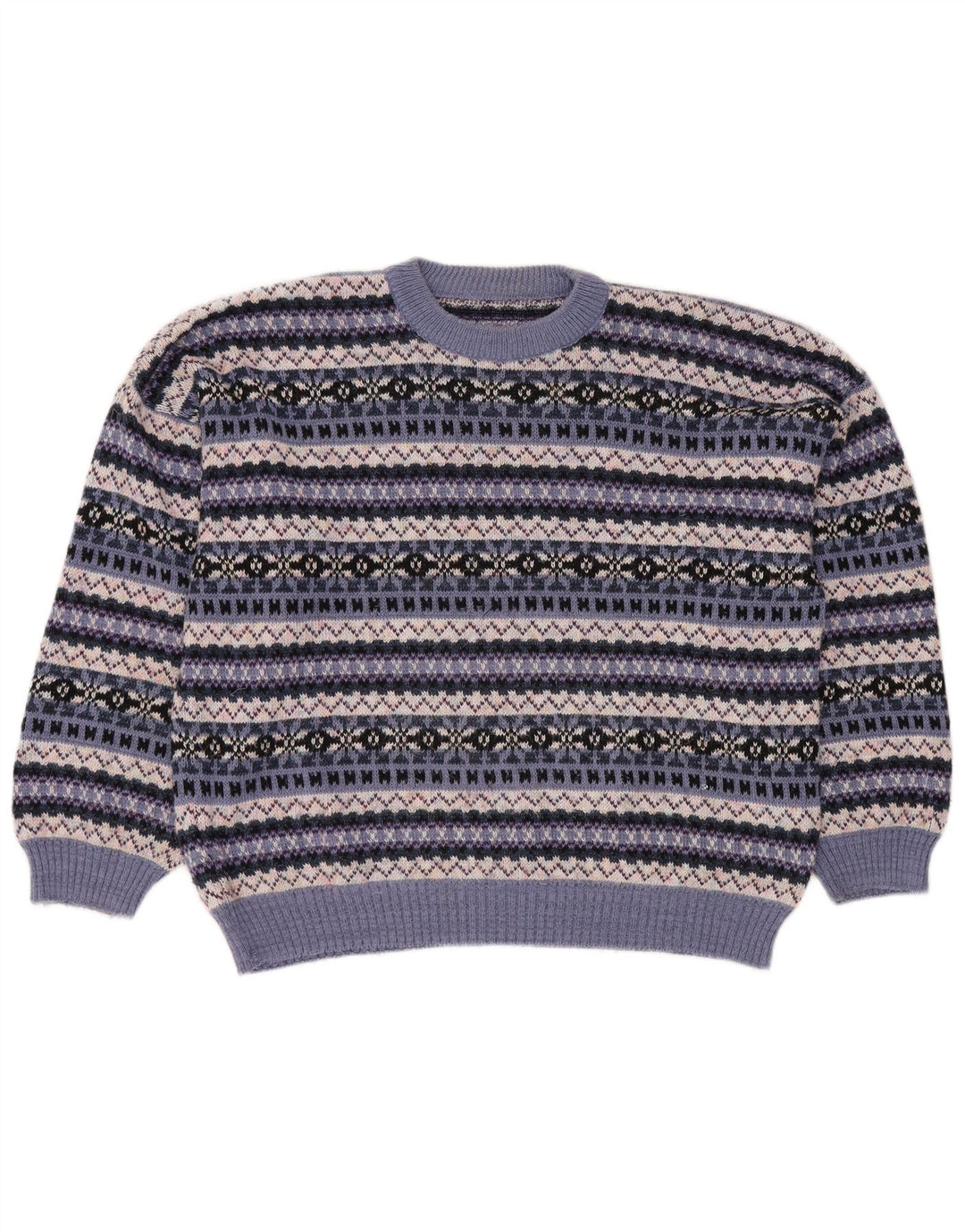 Sweter damski w stylu vintage z okrągłym dekoltem UK 18 XL, wielokolorowy Fair Isle