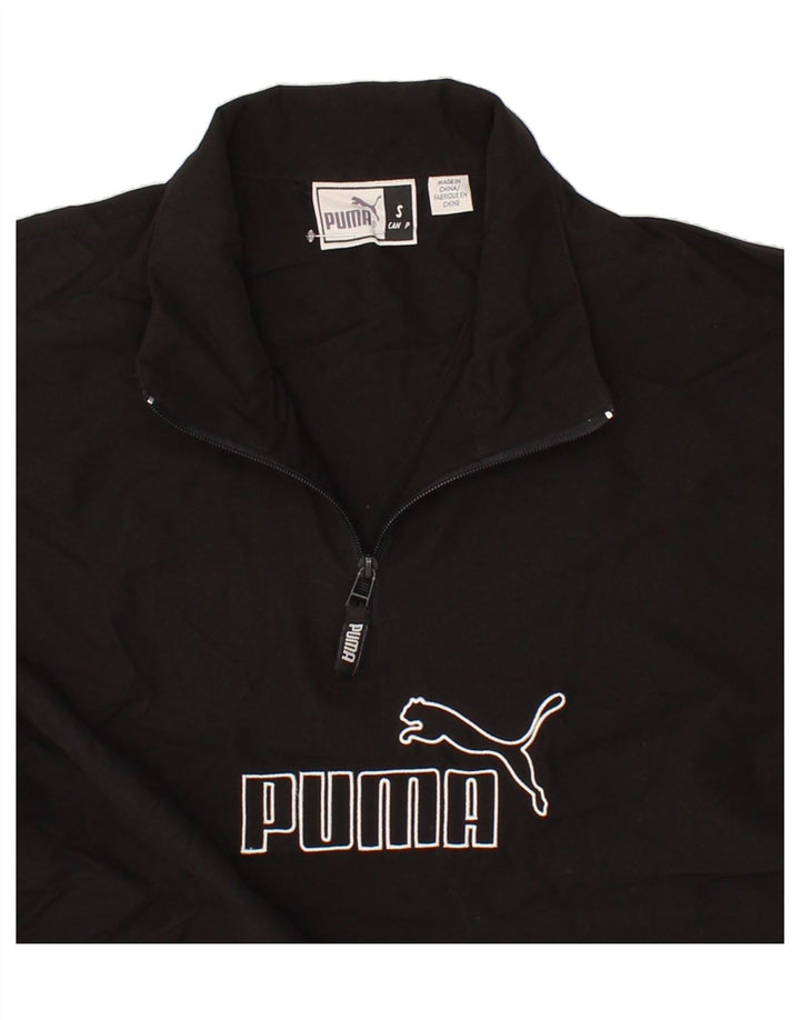 PUMA Mens Oversized Graphic Zip Neck Pullover Tracksuit Top Small Black Vintage Puma and Second-Hand Puma from Messina Hembry 