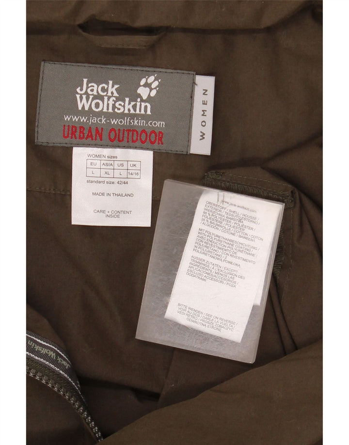 Damska kurtka wiatrówka JACK WOLFSKIN UK 14/16, duży, khaki, poliester