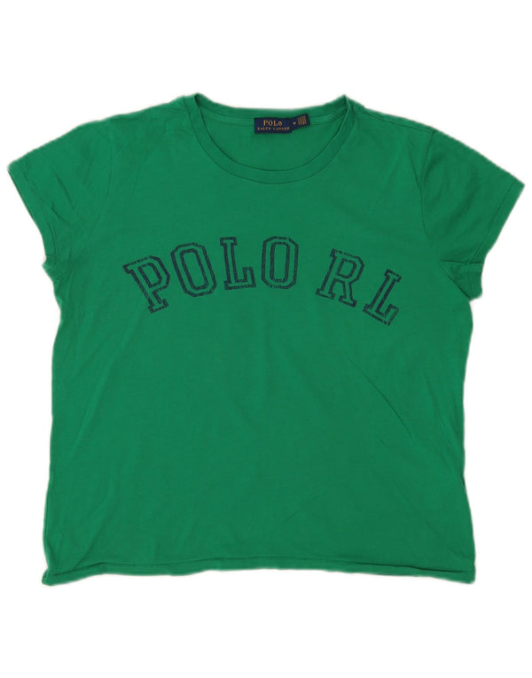 Koszulka POLO RALPH LAUREN Damska koszulka z grafiką Top UK 14 Średnia zielona bawełna