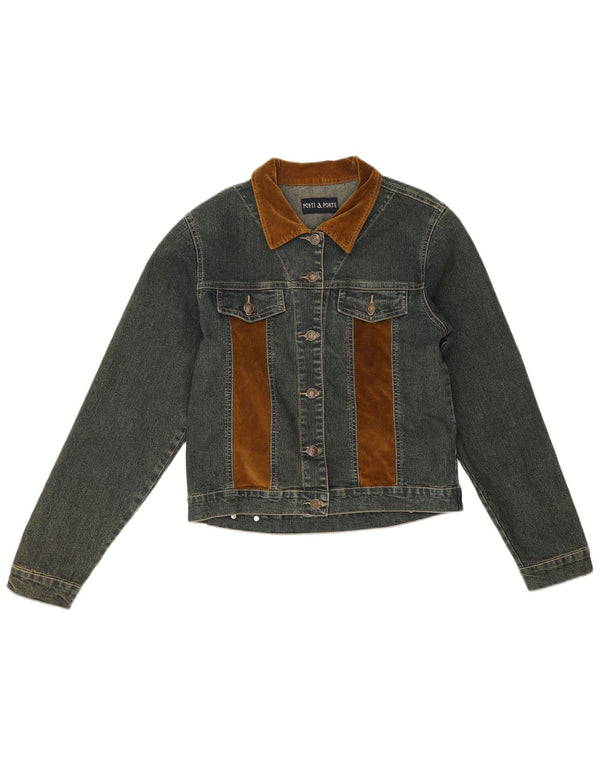 Damska kurtka dżinsowa w stylu vintage UK 12, bawełna w kolorze średnioniebieskim