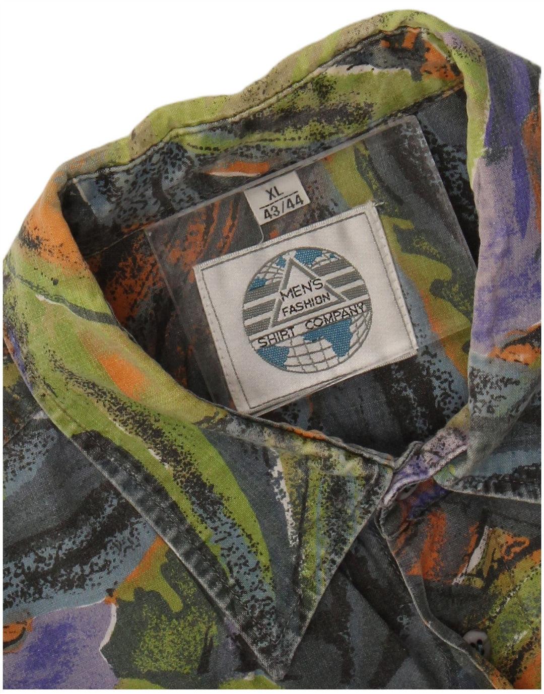 Koszula męska VINTAGE w abstrakcyjny wzór, rozmiar 43/44 XL, wielobarwna