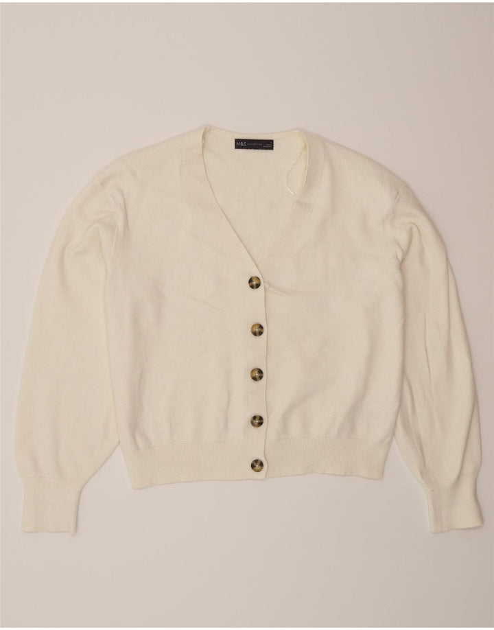 Marks & Spencer Damski sweter kardigan UK 14 Średni złamanej bieli, wiskoza