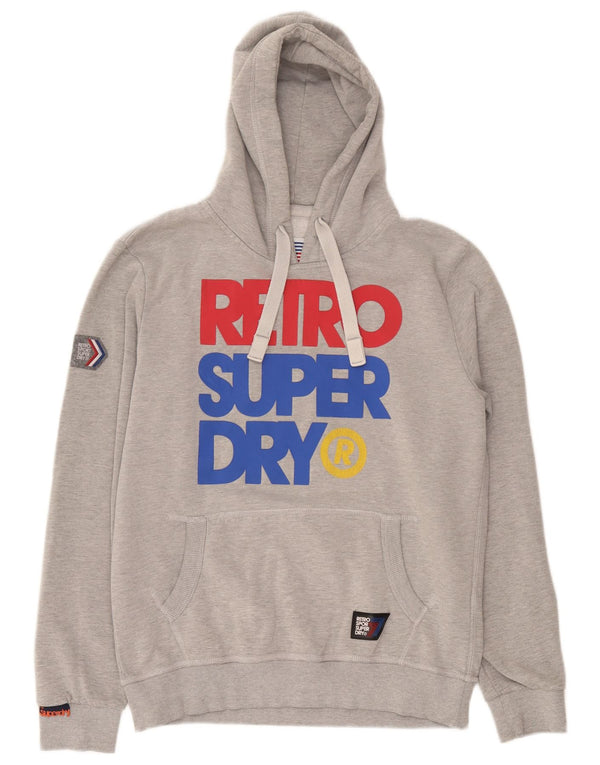 Superdry Mens Graphic Hoodie Jumper XL Grey Cotton