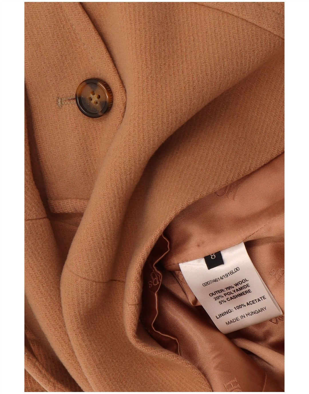 HOBBS Damski płaszcz grochowy UK 8 Small Beżowa wełna