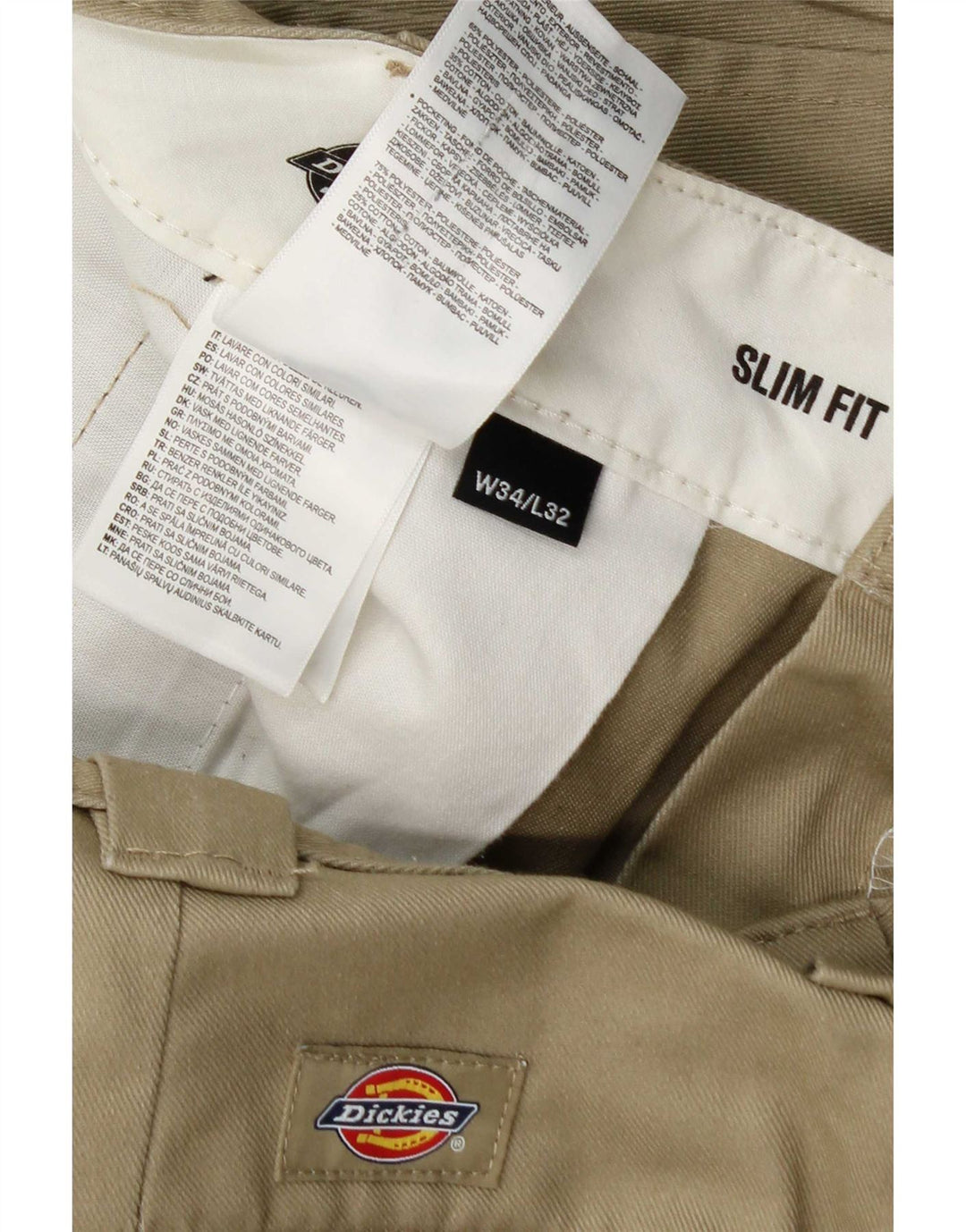 Męskie spodnie chino Dickies Slim Fit W34 L32 Khaki poliester
