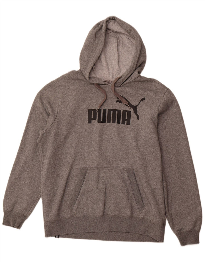 Męski sweter z kapturem i grafiką PUMA, duży, szary, bawełniany