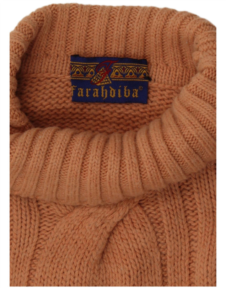 Sweter damski w stylu vintage z wywijanym dekoltem UK 16, duży pomarańczowy