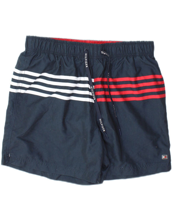 Męskie spodenki kąpielowe Tommy Hilfiger, duże, granatowe, poliestrowe paski