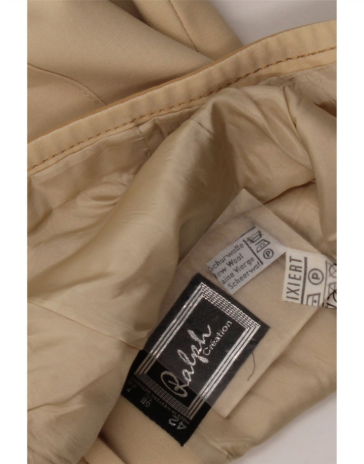 Damska marynarka zapinana na 4 guziki RALPH UK 16, duża, beżowa, dziewicza wełna