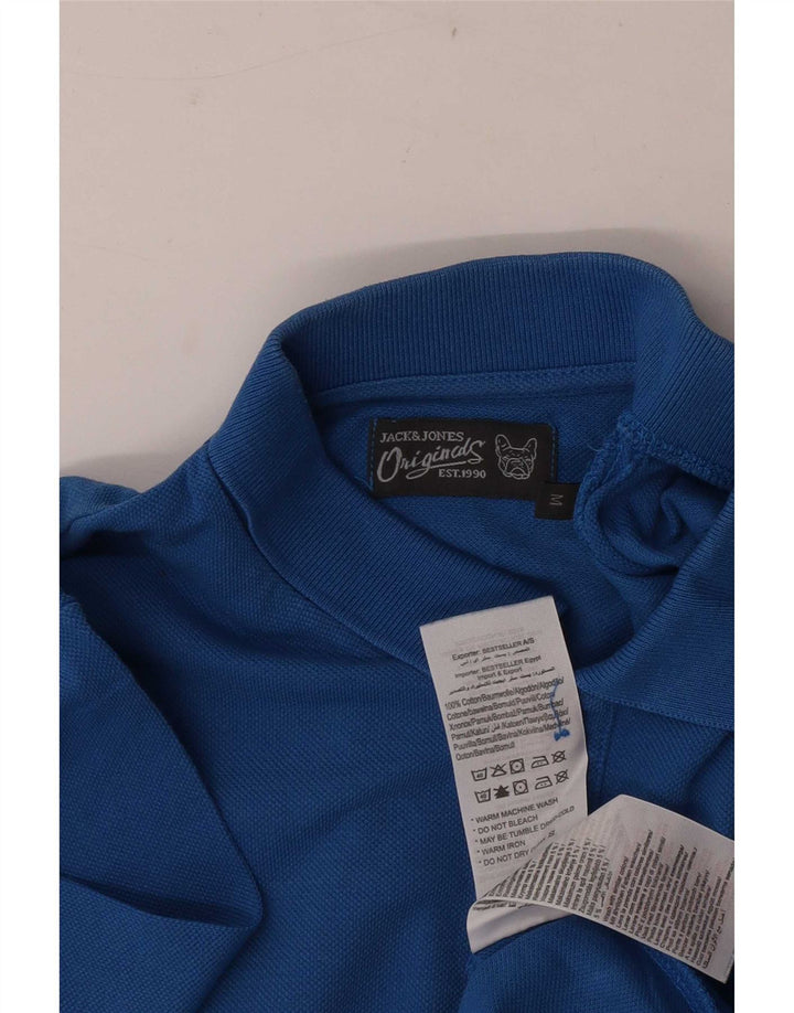 Męska koszulka polo Jack & Jones, średnia niebieska, bawełniana