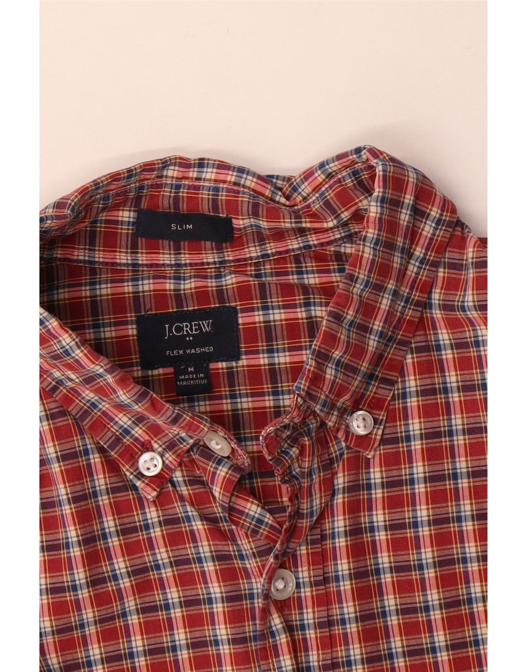 J. CREW Męska koszula slim fit, bawełniana, w średnią czerwoną kratkę