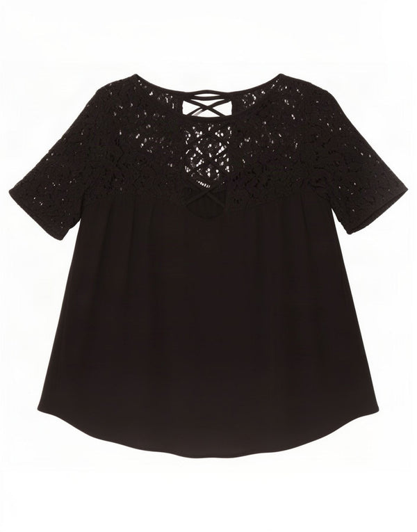 Zara Womens Blouse Top UK 12 Medium Black