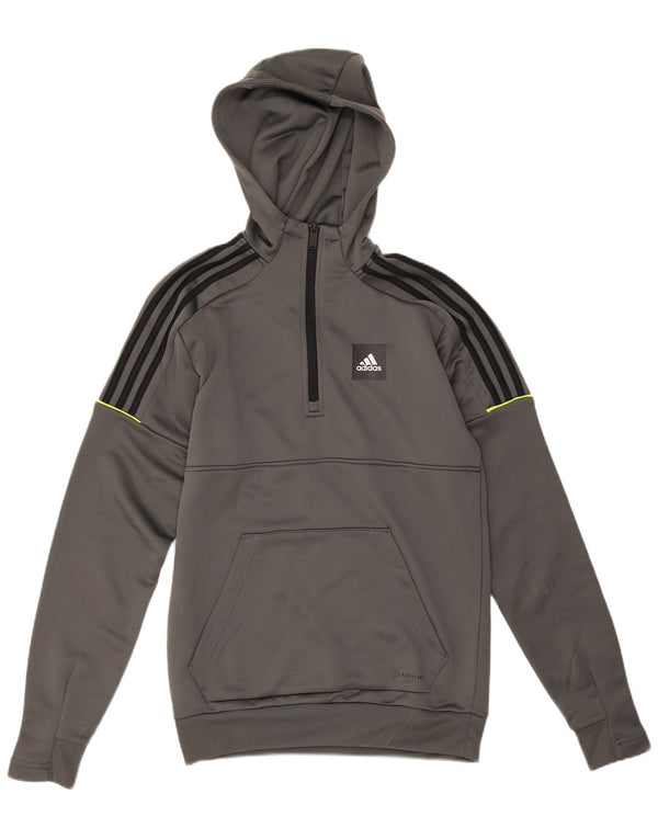 Adidas Męska bluza z kapturem Aeroready z zamkiem błyskawicznym XS Szary poliester