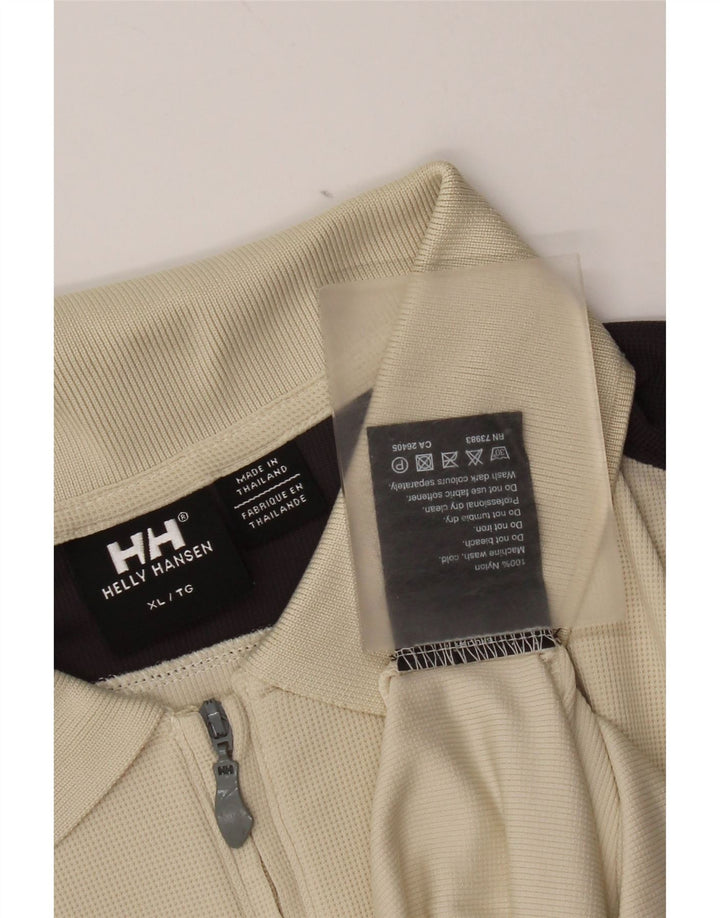 Męska koszulka polo Helly Hansen XL w kolorze złamanej bieli, nylon w blokach kolorów