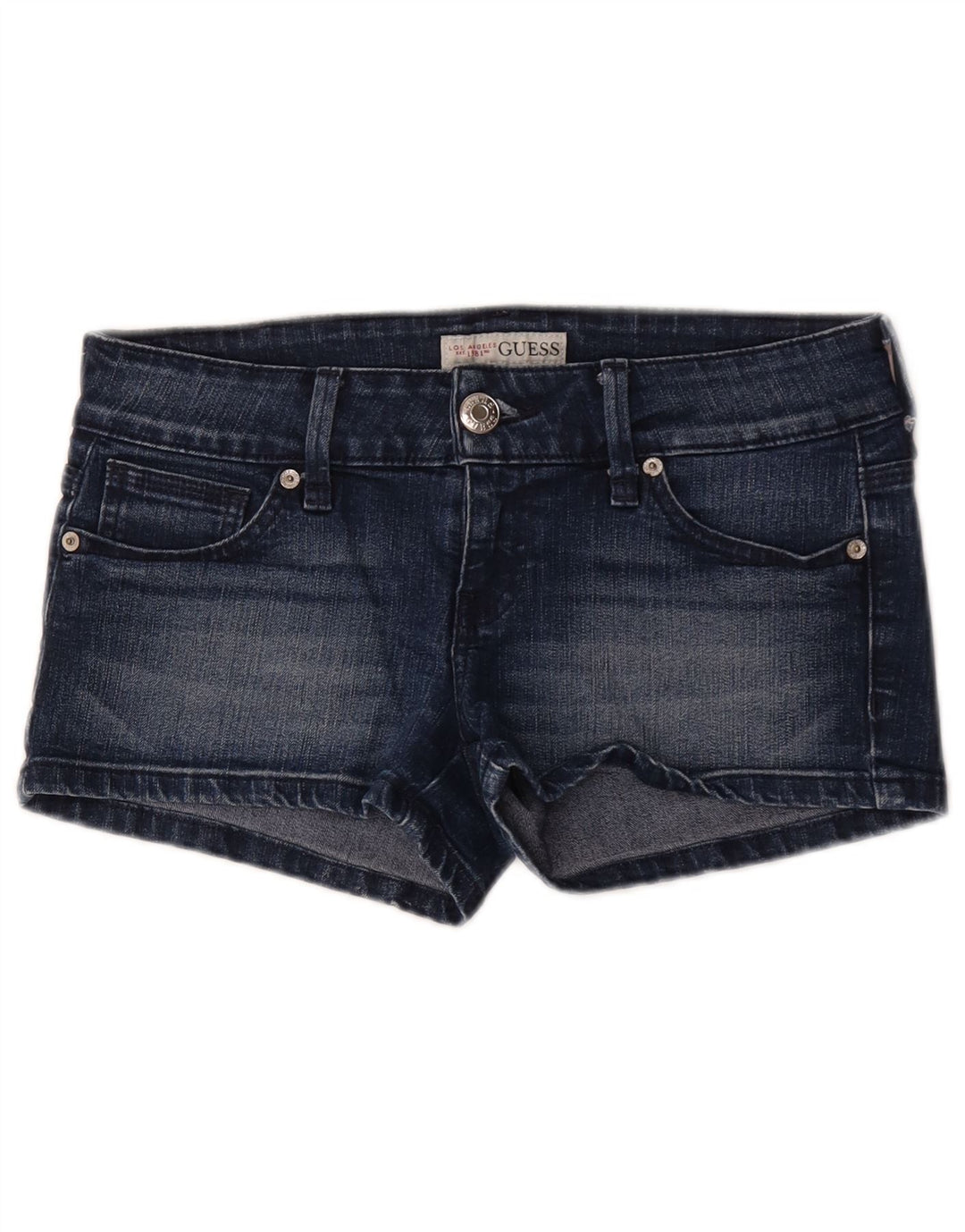 Damskie spodenki jeansowe Guess W29 Średnioniebieskie, bawełniane