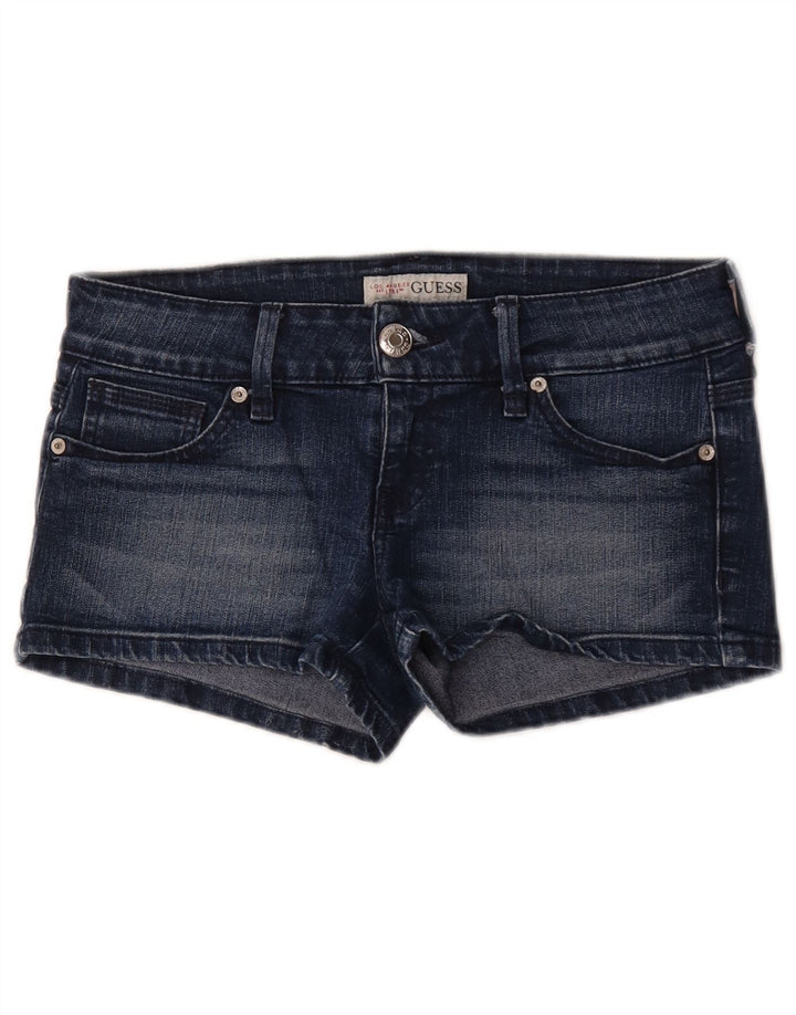 Damskie spodenki jeansowe Guess W29 Średnioniebieskie, bawełniane