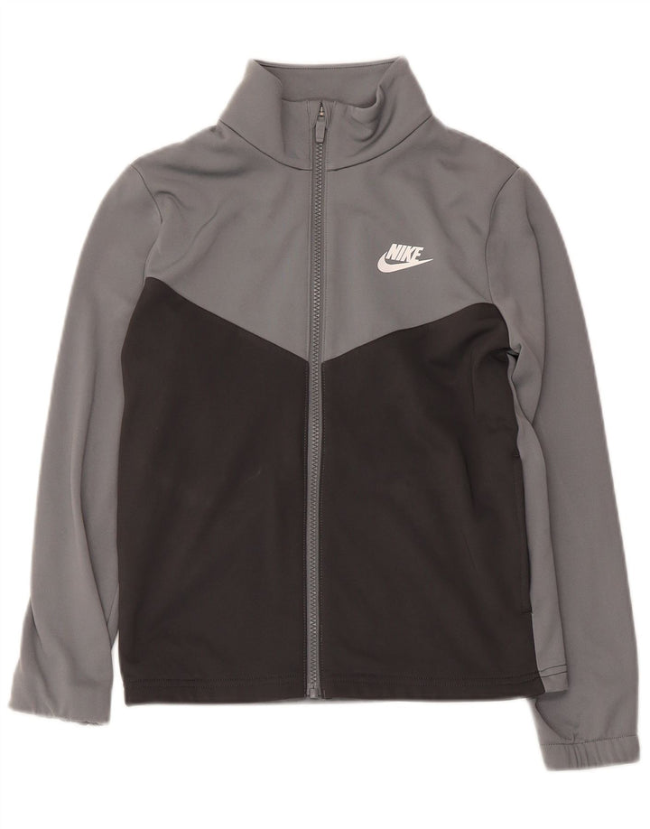 Chłopięca kurtka dresowa Nike Graphic 10-11 lat, średnioszara, z blokami kolorów