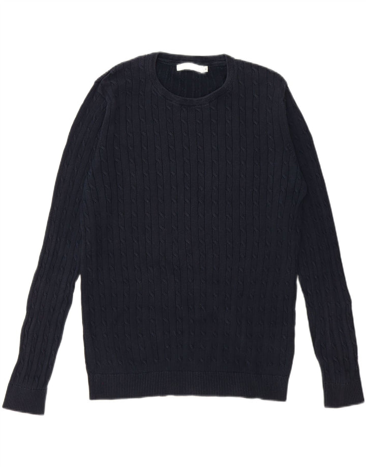 JACK & JONES Mens Crew Neck Jumper Sweater Medium Navy Blue Cotton Vintage Jack & Jones and Second-Hand Jack & Jones from Messina Hembry 
