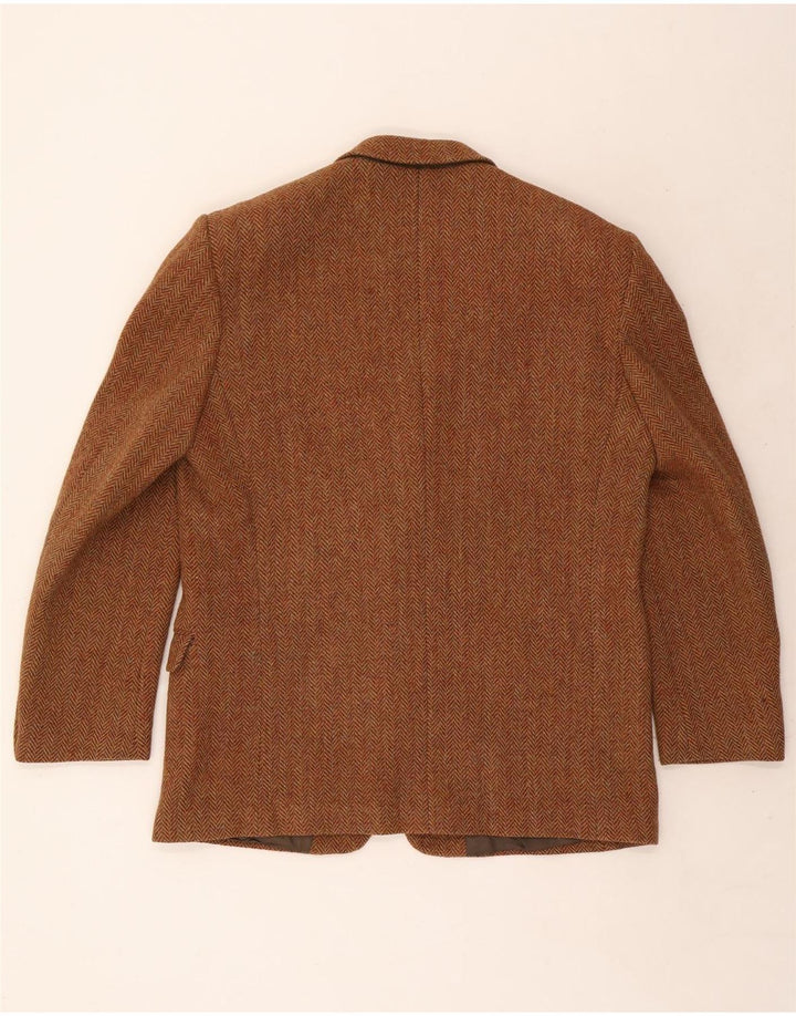 Męska marynarka zapinana na 2 guziki Harris Tweed IT 54 2XL Brązowa wełna w jodełkę