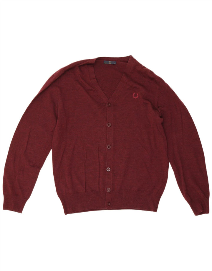 Męski sweter rozpinany Fred Perry, średnia bordowa wełna